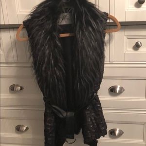Black faux fur  vest
